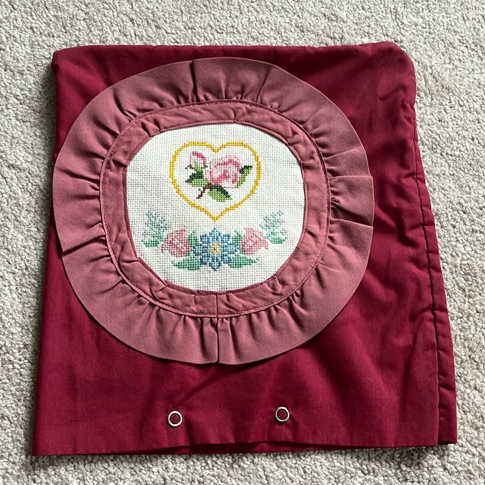 Hand stitched throw pillow pilllow case country kitsch cottage cottagecore